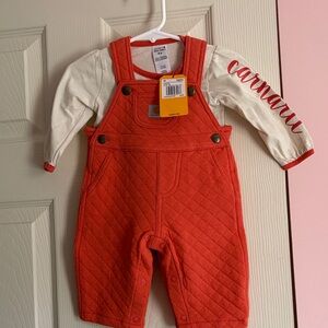 Carhartt Orange Quilted Overalls with Cream Long-Sleeve Tee - Carhartt